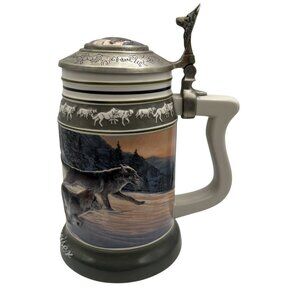 VTG Budweiser 2000 3D Mug The Wolf Pack Series Run For The Moment Stein CS471